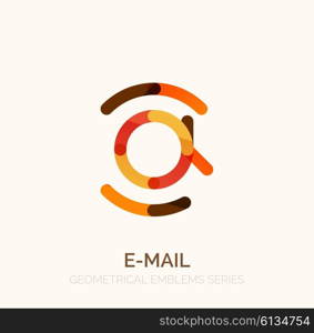 Vector email business symbol, or at sign logo. Linear minimalistic flat icon design, multicolored segments of lines