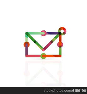 Vector email business symbol, or at sign logo. Linear minimalistic flat icon design, multicolored segments of lines