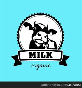 Vector emblem of the cow. Milk. Organic products.