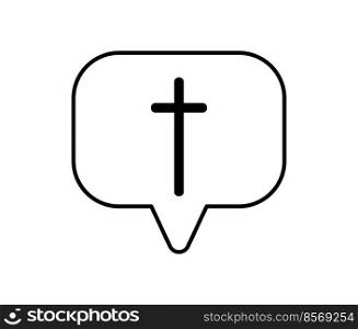 Vector emblem with Cross in bubble communication. Illustration of Christian Logo or icon broadcast. Religious community. Design element for poster, badge, sign.. Vector emblem with Cross in bubble communication. Illustration of Christian Logo or icon broadcast. Religious community. Design element for poster, badge, sign