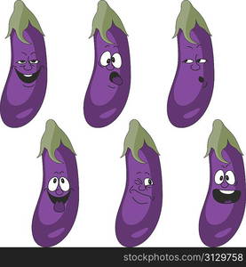 Vector. Emotion cartoon eggplant vegetables set 018