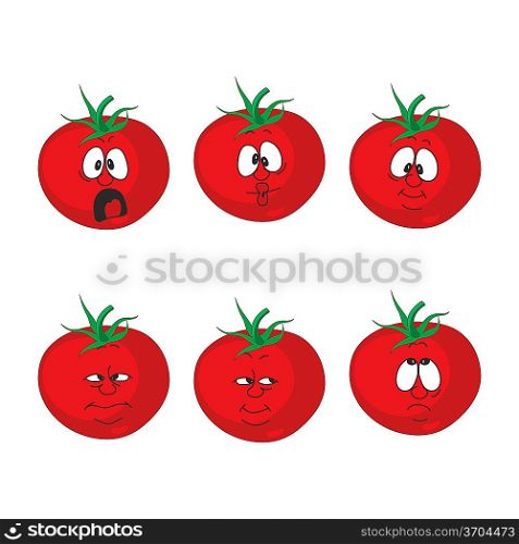 Vector. Emotion cartoon red tomato vegetables set 007