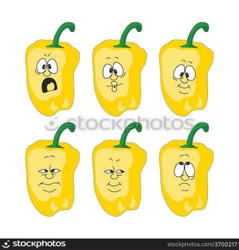 Vector. Emotion cartoon yellow pepper vegetables set 003