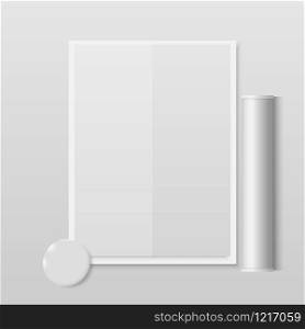 Vector Empty white paper frame, 3D mockup style. use for corporate identity and branding