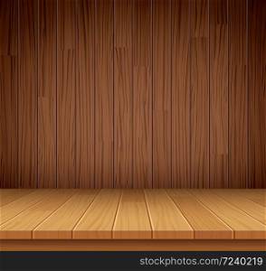 Vector empty wooden shelf background.Empty wood for your product display or montage.