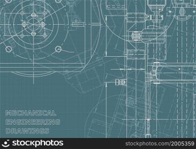 Vector engineering illustration. Instrument-making drawings. Mechanical engineering drawing. Computer aided design systems. Technical illustrations, backgrounds. Blueprint, Corporate Identity. Blueprint, background. Instrument-making Corporate Identity