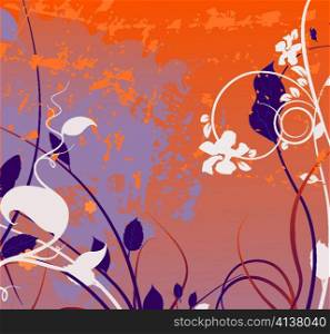 vector eroded background with floral