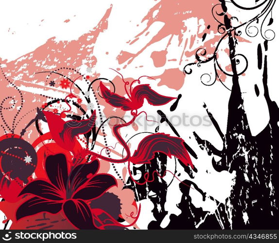 vector eroded background with floral