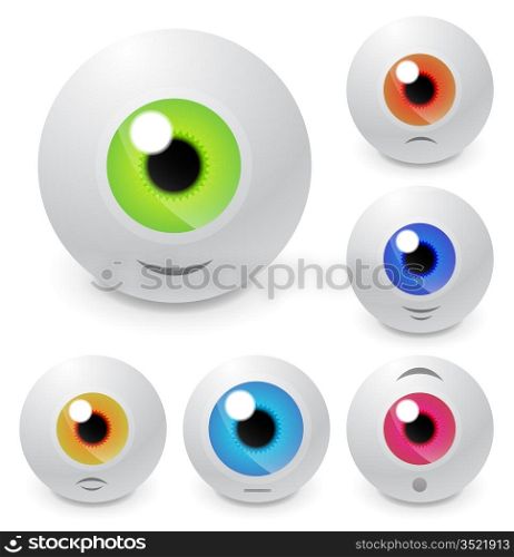 Vector eyeball set with smiles