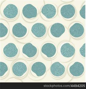 Vector fabric circles abstract pattern background. Old paper texture, retro style.