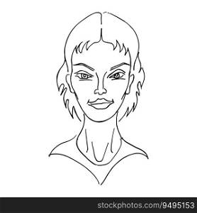 Vector face woman. Young beautiful girl heads. Front portraits. Black line realistic sketch vintage illustration. vestor. Vector face of woman. Young beautiful girl heads. Front portraits. Black line realistic sketch vintage illustration.