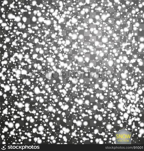 Vector falling snow effect isolated on transparent background with blurred bokeh.. Vector falling snow effect isolated on transparent background with blurred bokeh. EPS 10.