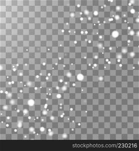 Vector falling snow effect isolated on transparent background with blurred bokeh. EPS 10.. Vector falling snow effect isolated on transparent background with blurred bokeh.