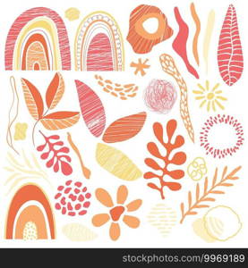 Vector Fantastic Plants. Spring Design Elements. Original Design for Wallpaper, Pattern, Print, Card etc