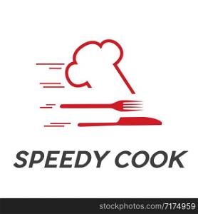 Vector fast food concept. Restaurant speedy service. Waiter who runs, with cutlery
