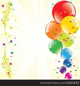 vector festive balloons and light-burst with space for text