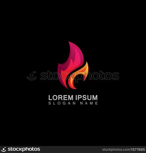 Vector Fire Flame Simple abstract icon, symbol, logo design