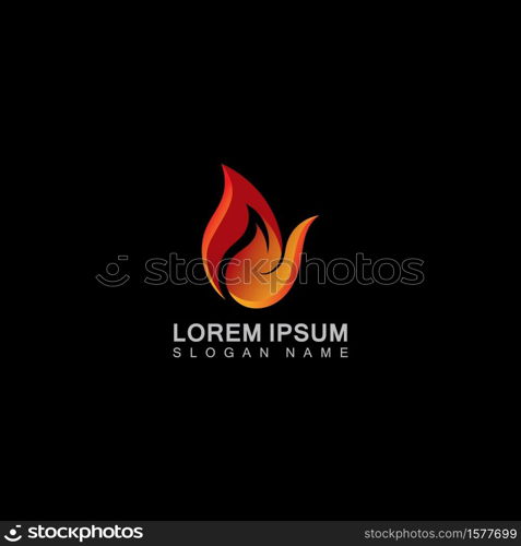Vector Fire Flame Simple abstract icon, symbol, logo design
