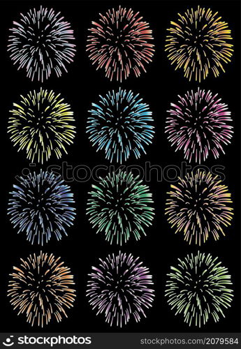 vector fireworks set