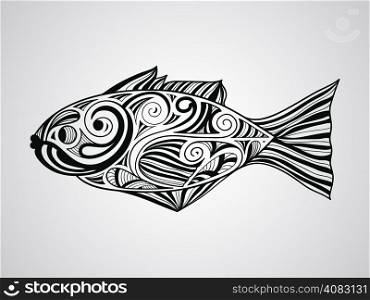 Vector fish, tattoo style