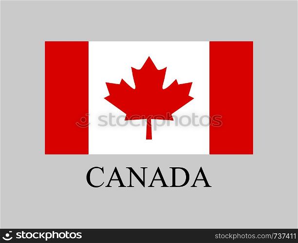Vector flag Canada on light background in flat style