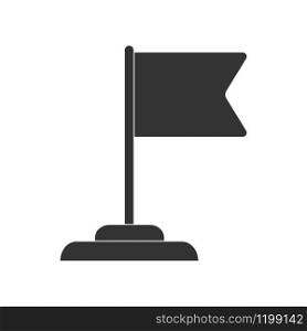 Vector flag icon on the stand. A flat silhouette is isolated on a white background for websites, apps, and theme design of achievement, victory, or success.