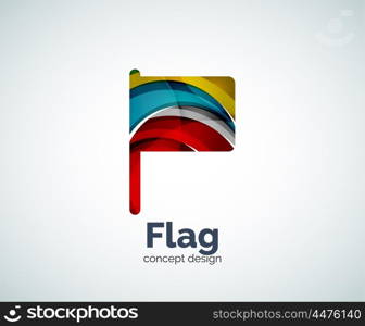 Vector flag logo template, abstract business icon