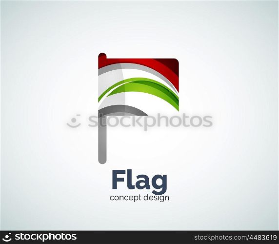 Vector flag logo template, abstract business icon