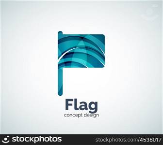 Vector flag logo template, abstract business icon