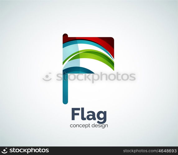 Vector flag logo template, abstract business icon