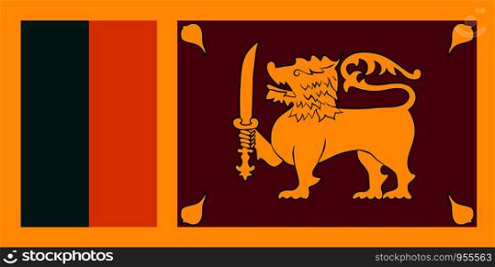 Vector flag of Sri Lanka. Eps 10 Vector illustration. Colombo