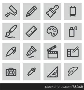 Vector flat art tools icons set. Vector flat art tools icons set on white background