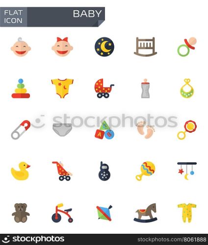 Vector flat baby icons set. Vector flat baby icons set.