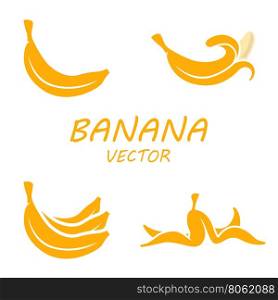 Vector flat banana icons set. Vector flat banana icons set on white background