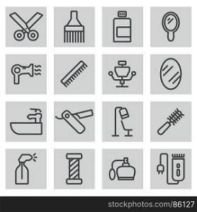 Vector flat barber icons set. Vector flat barber icons set on white background