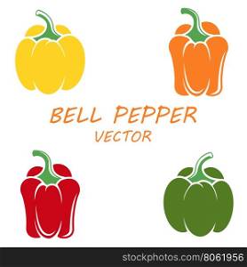Vector flat bell peppers icons set. Vector flat bell peppers icons set on white backgrounds