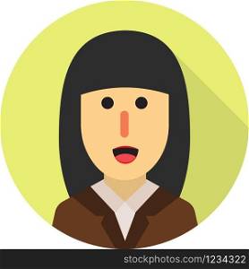 Vector flat business woman icon, isolated on the background.