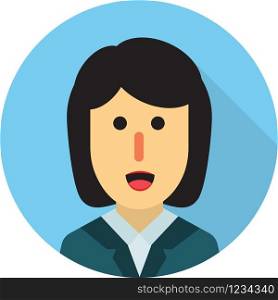 Vector flat business woman icon, isolated on the background.