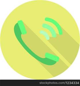 Vector flat calling icon isolated on a yellow background.
