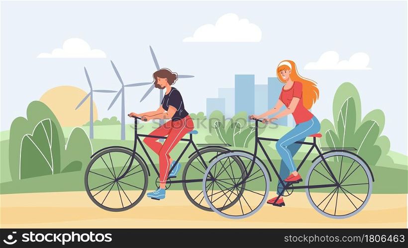 Vector flat cartoon women characters ride bicycles on road.Young stylish happy cute girls riding bikes in city park-web online banner design.Healthy lifestyle,sporty,life scene,social story concept. Flat cartoon characters ride bicycles,vector illustration concept