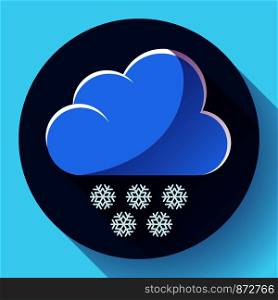Vector flat color weather icon meteorology icon with long shadow - snow. Vector flat color weather meteorology icon with long shadow