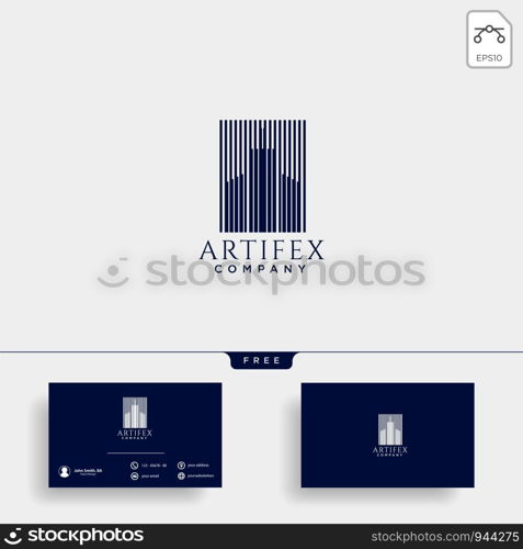 Vector flat construction company brand design template. Building, business company and architect bureau insignia, logo illustration isolated on white background. Line art. - Vector. Construction architect logo design icon vector element