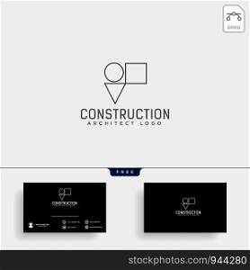 Vector flat construction company brand design template. Building, business company and architect bureau insignia, logo illustration isolated on white background. Line art. - Vector. Construction architect logo design icon vector element