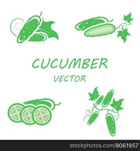 Vector flat cucumber icons set. Vector flat cucumber icons set on white backgrounds