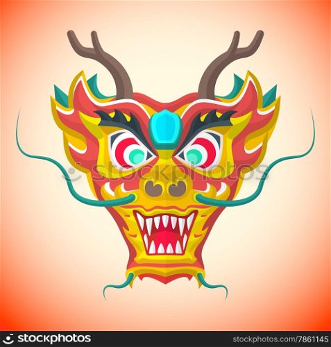 vector flat design chinese new year red dragon mask illustration&#xA;
