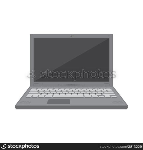 vector flat design laptop. vector flat solid colors grey laptop icon