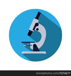 Vector flat design of microscope icon. Web chemistry education symbol illustration. Vector flat design of microscope icon