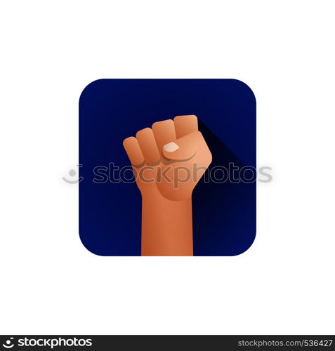 vector flat design symbolic raised clenched power fist male hand protest concept sign illustration blue icon design on isolated white background. symbol clenched fist hand illustration