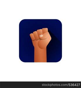 vector flat design symbolic raised clenched power fist male hand protest concept sign illustration blue icon design on isolated white background. symbol clenched fist hand illustration