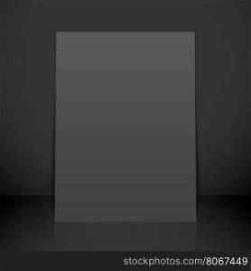vector flat design vertical black empty poster flyer mock up shadow isolated dark background&#xA;